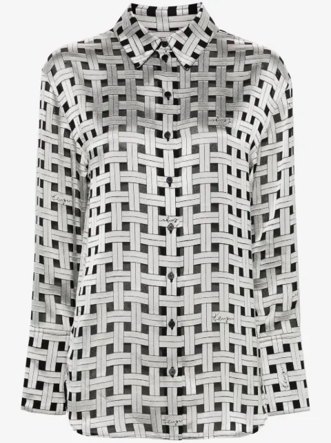 Kenzo weave-print satin shirt