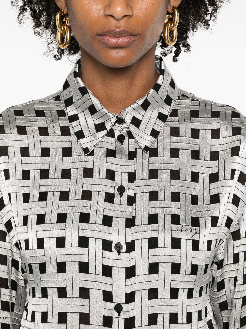 Kenzo weave-print satin shirt Women