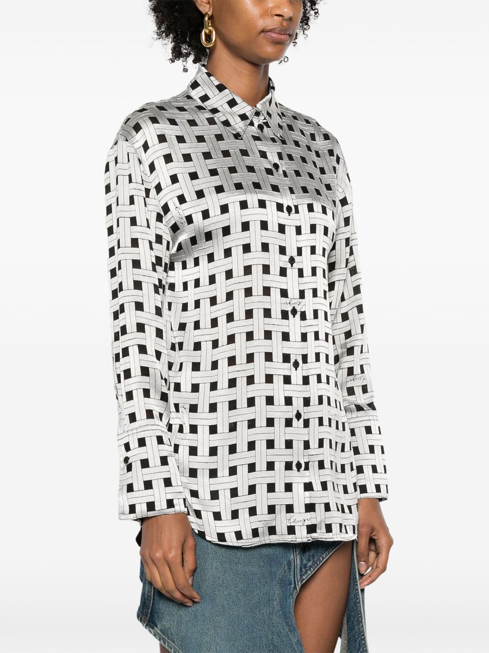 Kenzo weave-print satin shirt Women