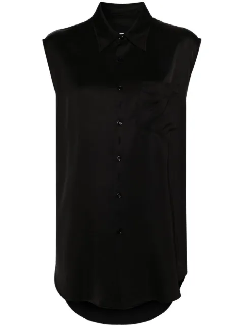 MM6 Maison Margiela ripped-detail satin-weave shirt