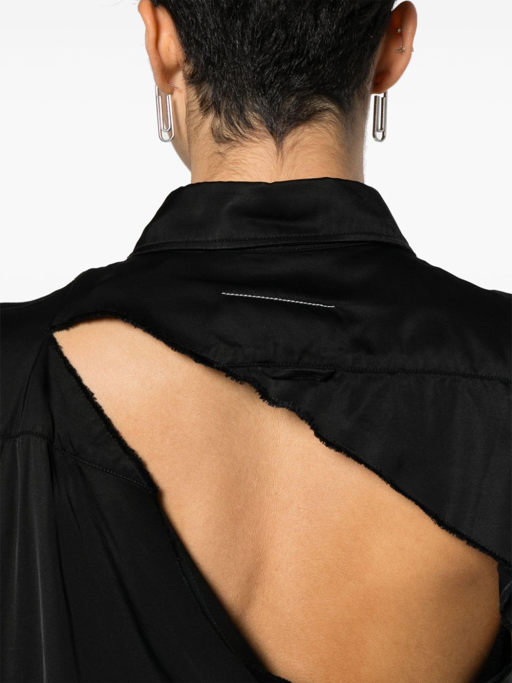 MM6 Maison Margiela ripped-detail satin-weave shirt Women