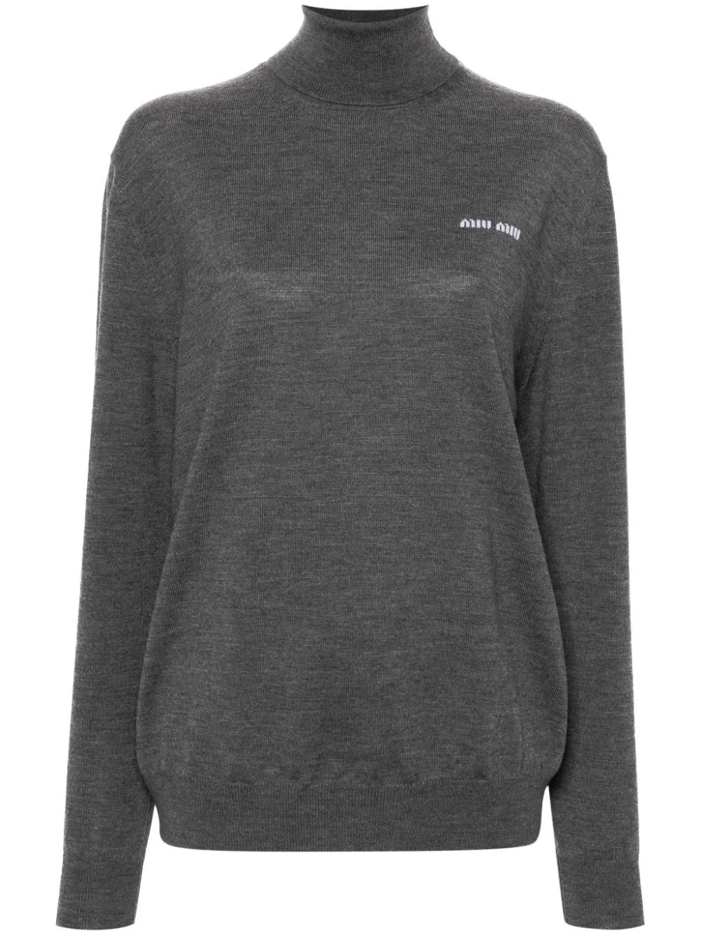 Miu Miu Logo-jacquard Mélange Jumper In Grey