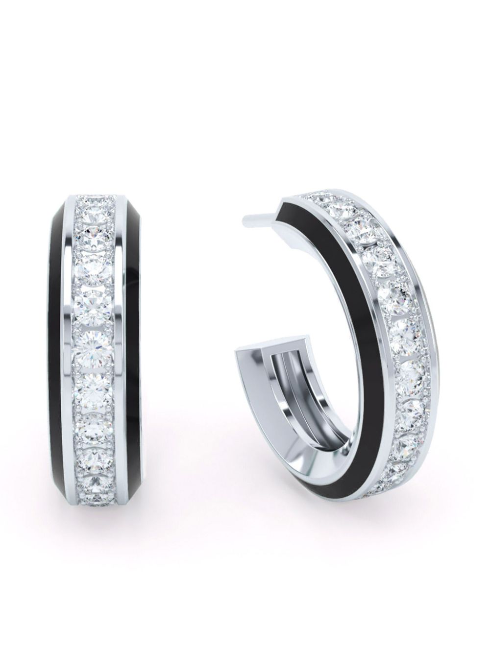 LOEV 18K white gold Eternity diamond earrings - Zilver