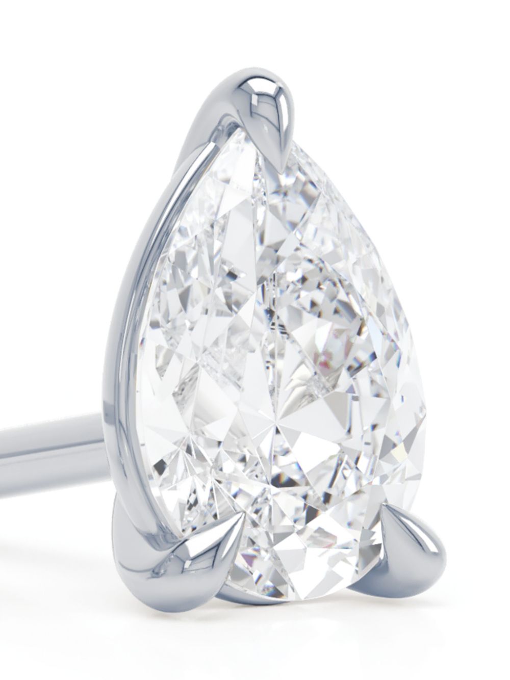 LOEV 18kt gerecycled witgouden The Pear oorbellen met diamant - Zilver