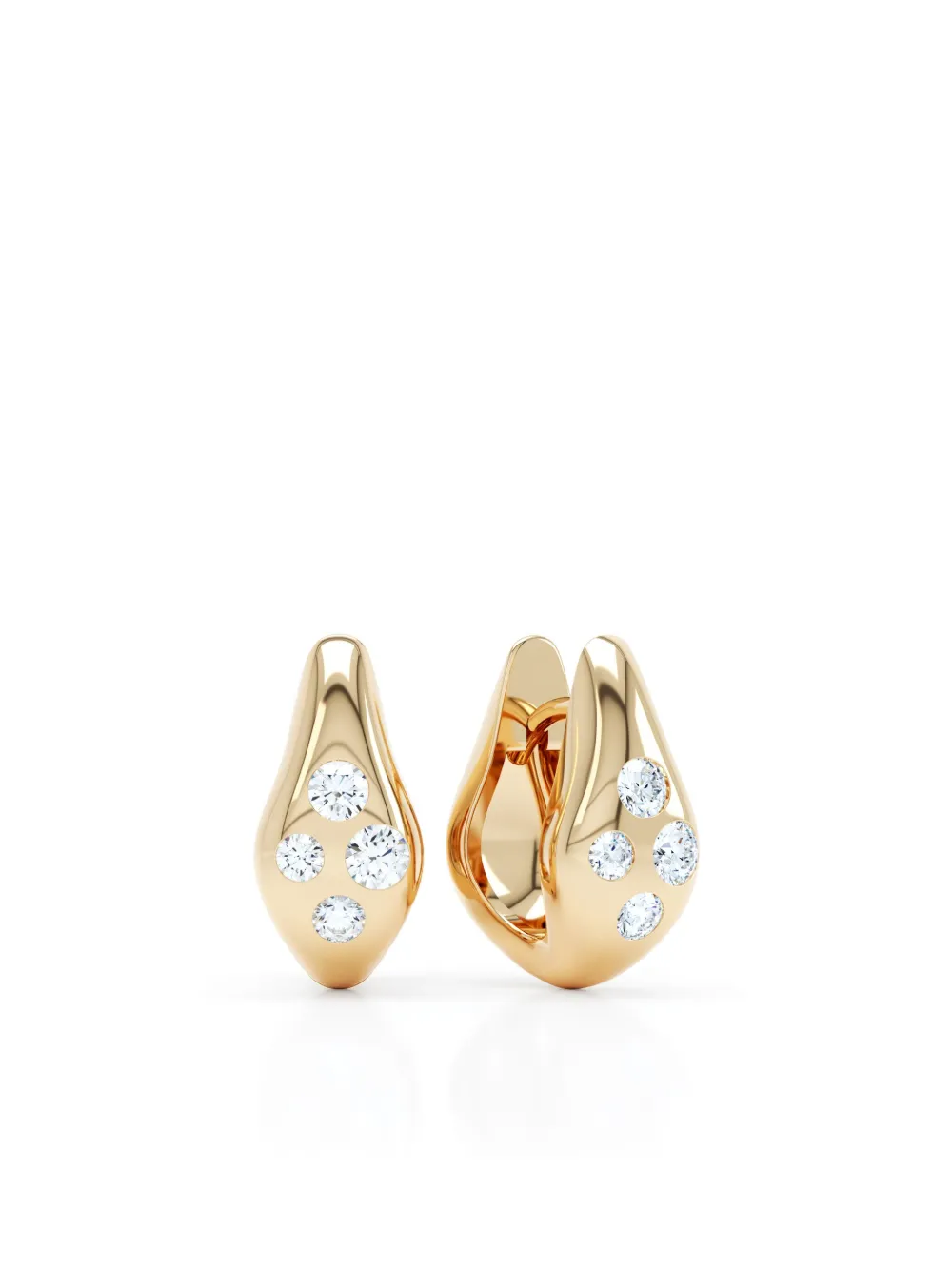 LOEV  aretes Curve en oro amarillo reciclado de 14kt con diamante | Joyas de lujo | Image 2