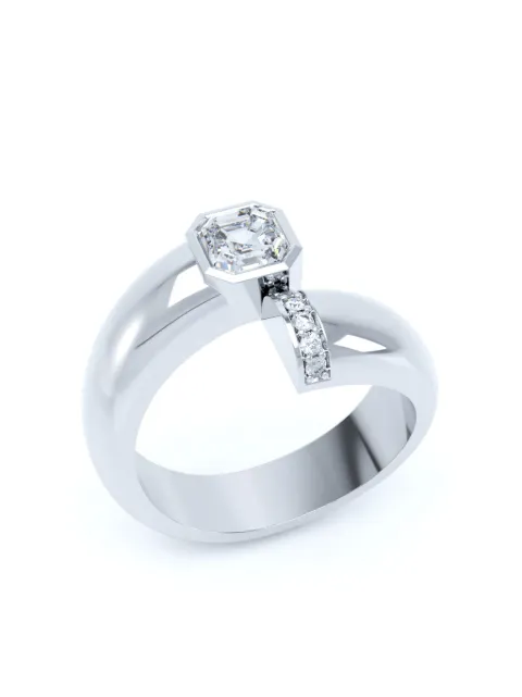 LOEV  anillo Toi Et Moi en oro blanco reciclado de 18kt con diamante
