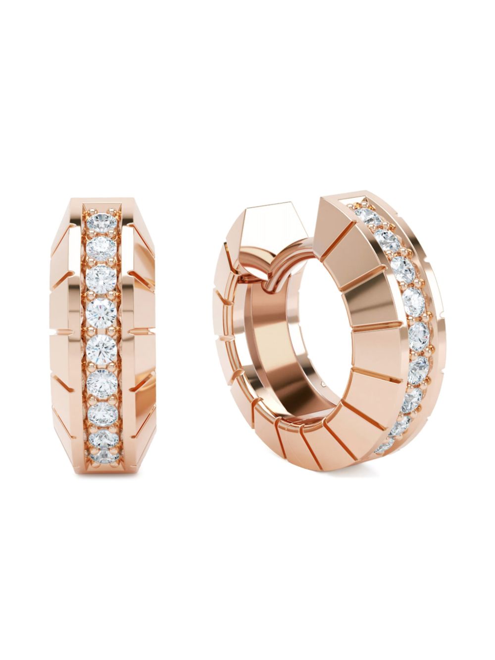 LOEV 18K rose gold Eternity diamond huggie earrings - Goud