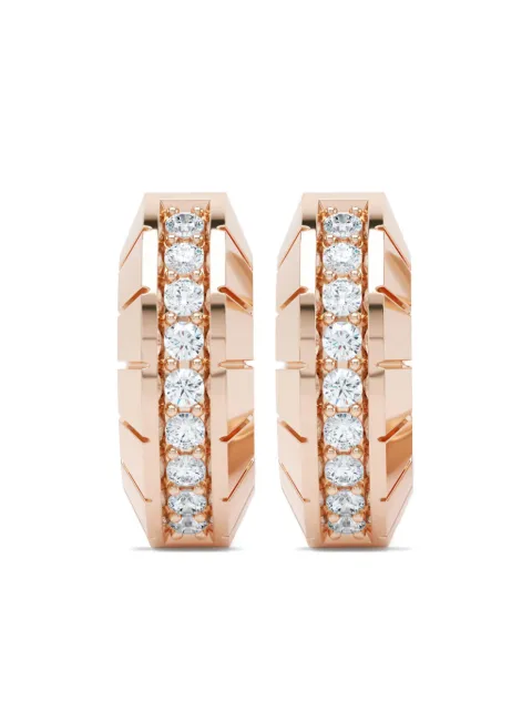 LOEV  14K rose gold Eternity diamond huggie earrings