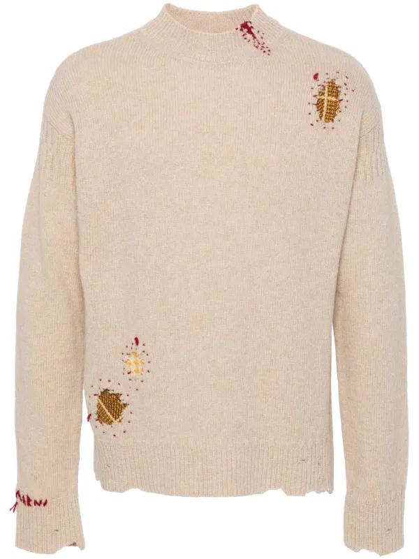 トップス MARNI Shetland Wool Crewneck Knit Marni Men's Shetland Wool Knit Jumper in Leaden Blue Marni