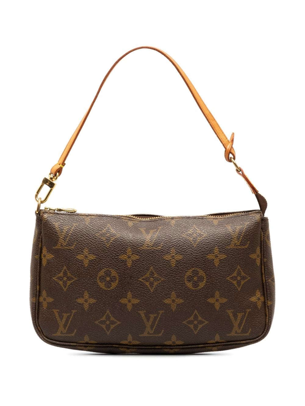 Pre-owned Louis Vuitton 2000 Monogram Pochette Accessoires Shoulder Bag In Brown