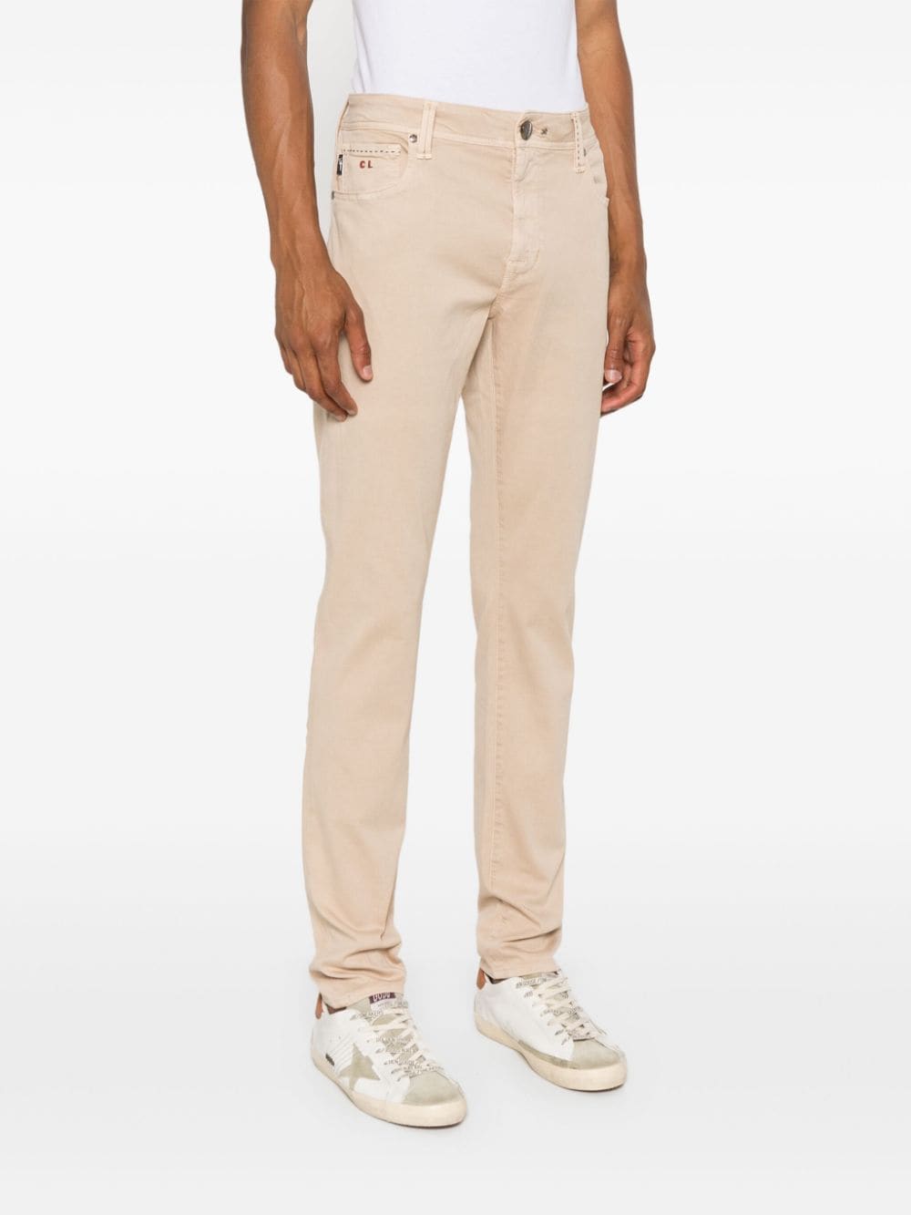 Shop Sartoria Tramarossa Michelangelo Low-rise Tapered Jeans In Neutrals