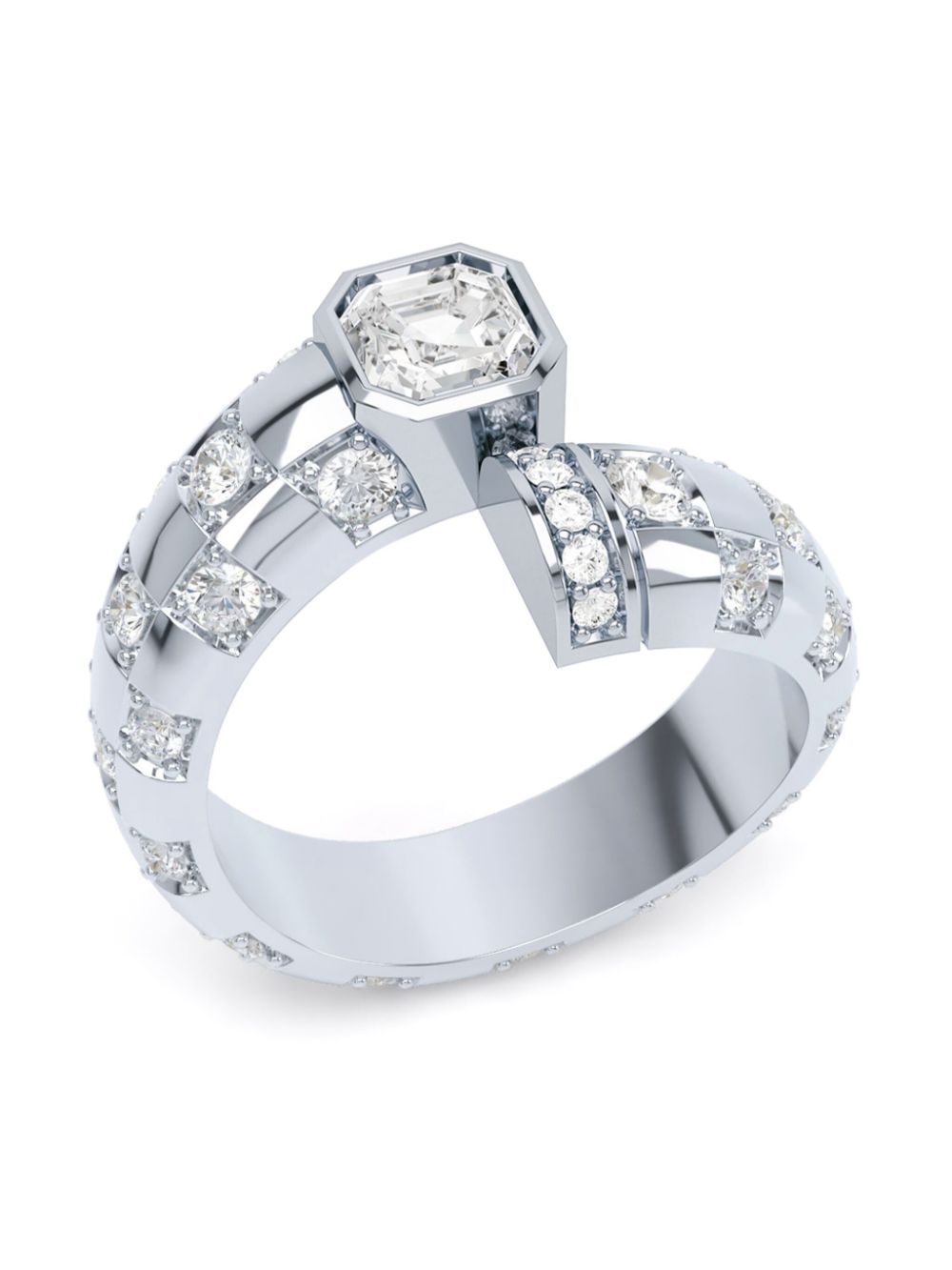 18kt recycled white gold Toi Et Moi diamond ring