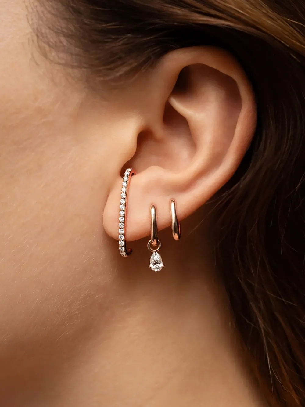 LOEV  14kt rose gold Allday diamond ear cuffs | Fine Jewelry | Image 2