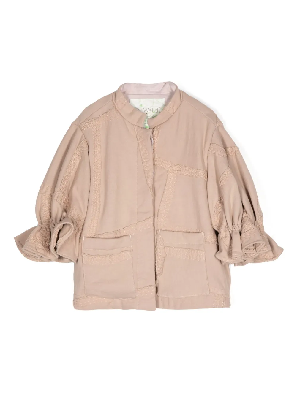 By Walid Kids' Decorative-stitching Cotton Jacket In Brown