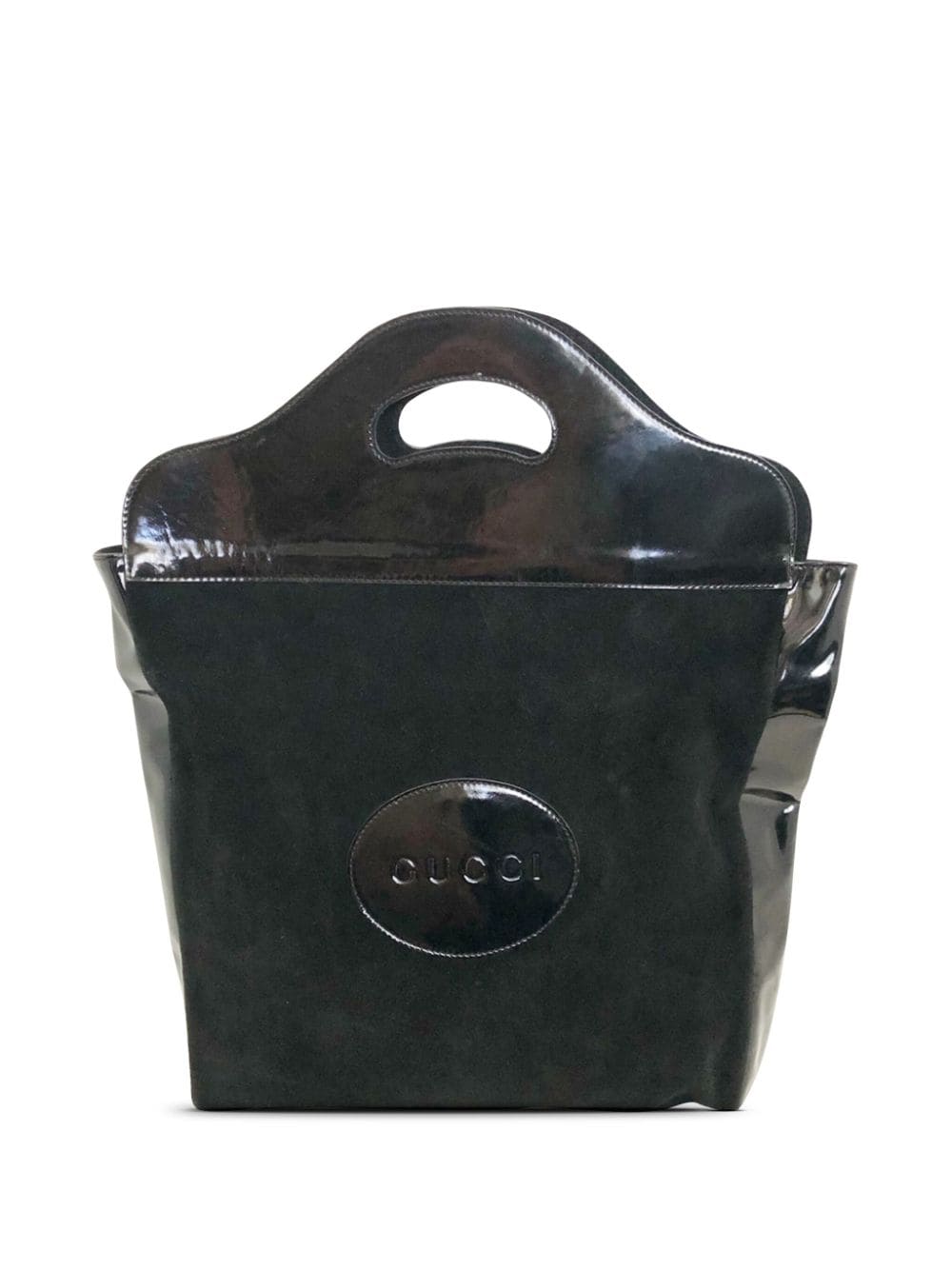 Pre-owned Gucci 2000-2015 Felt Logo Tote Bag In Black