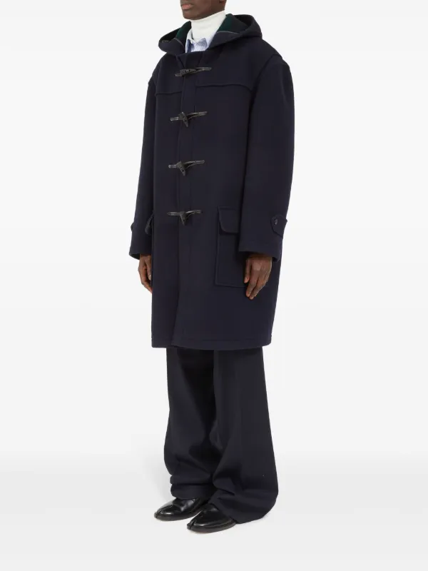 Maison Margiela Hooded Wool Coat | Blue | FARFETCH