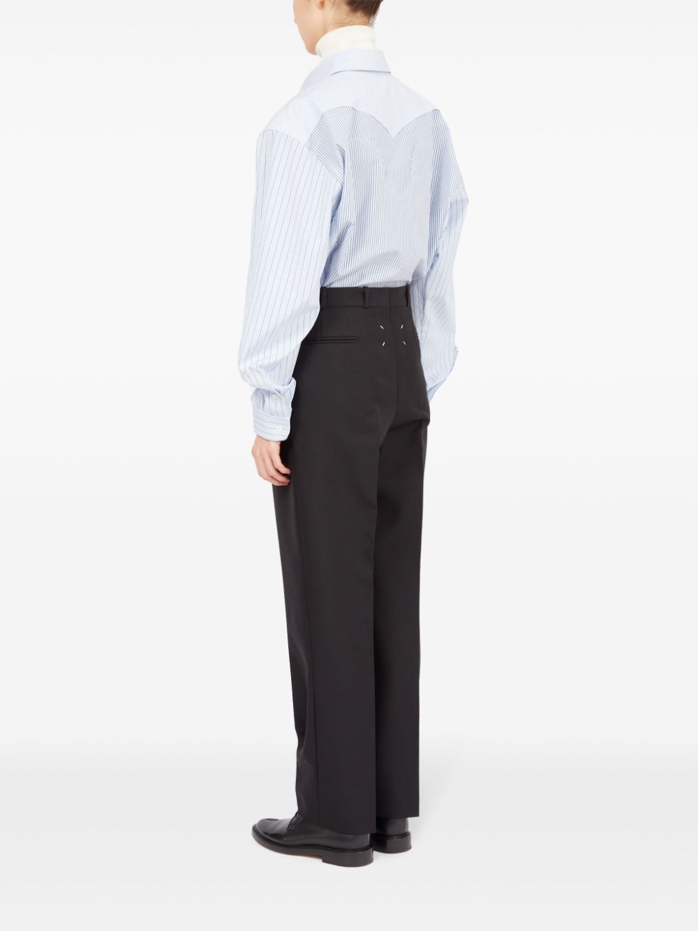 Shop Maison Margiela Straight-leg Wool Trousers In Black