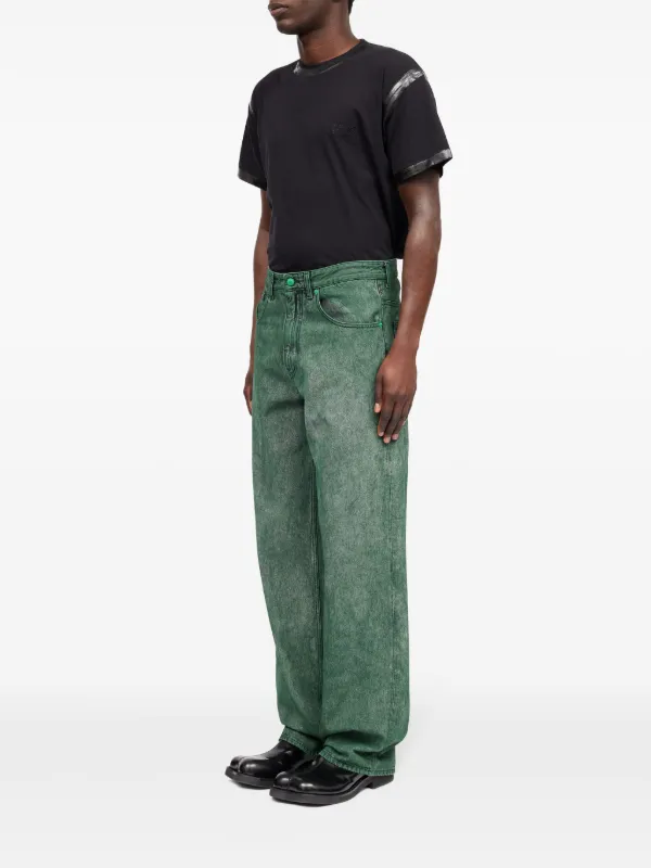 MM6 Maison Margiela logo-patch straight-leg Jeans | Green