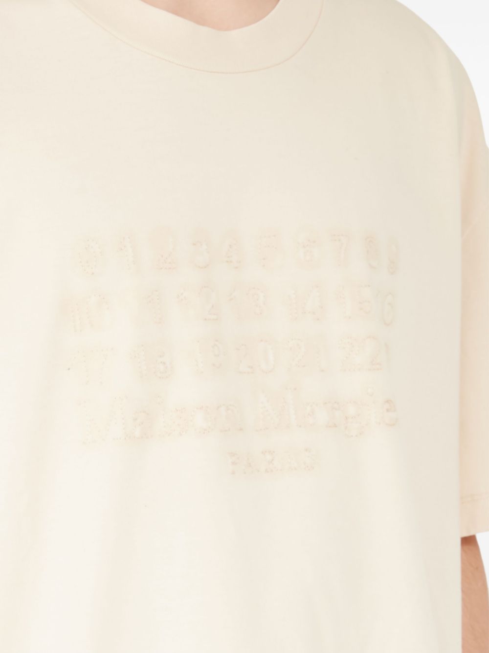 Cheap Maison Margiela numbers-embroidered cotton T-shirt Men