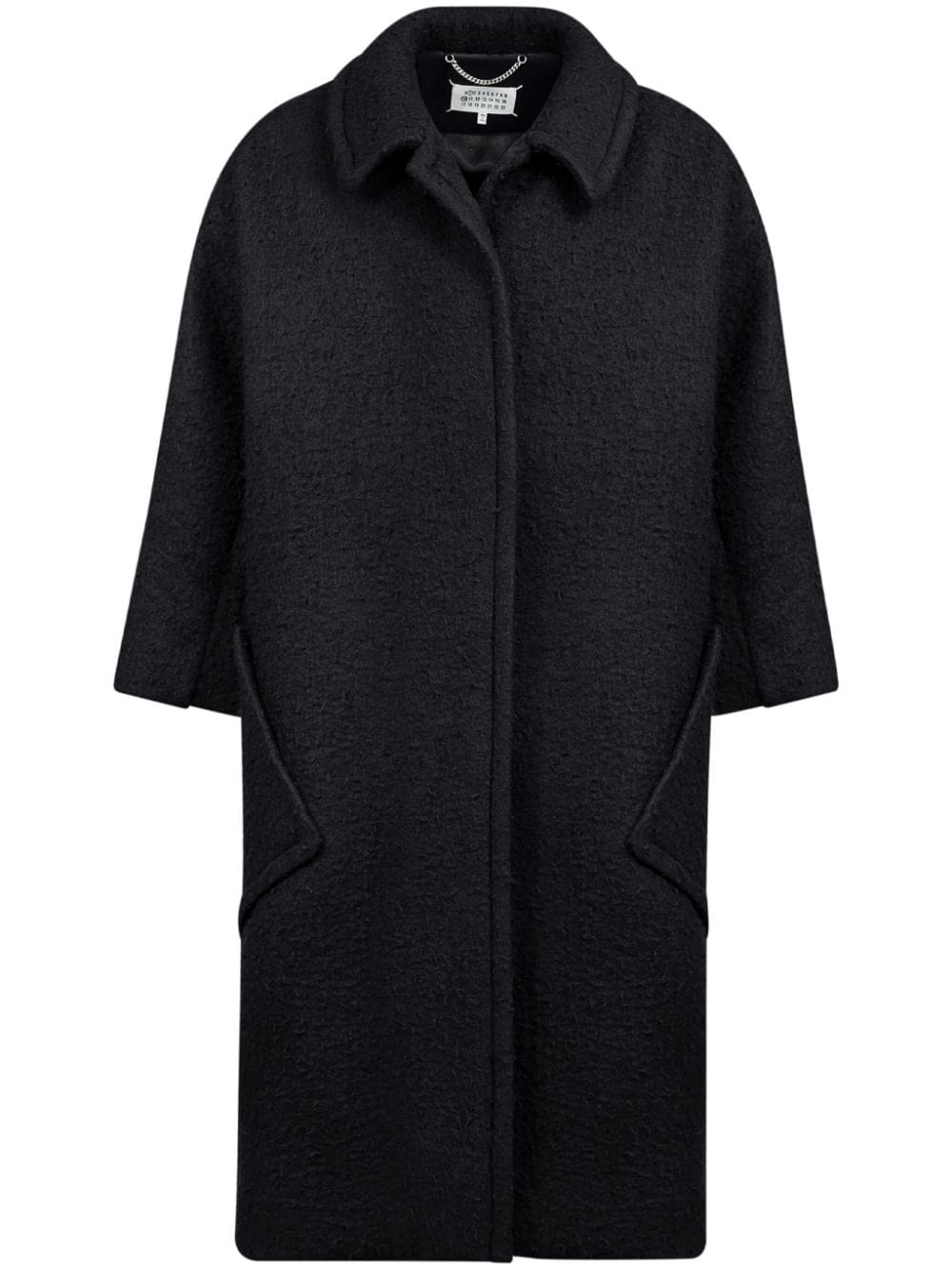 Shop Maison Margiela Bouclé Oversized Coat In Black