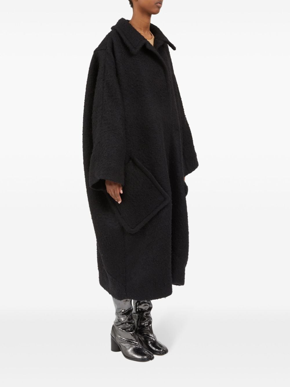 Shop Maison Margiela Bouclé Oversized Coat In Black