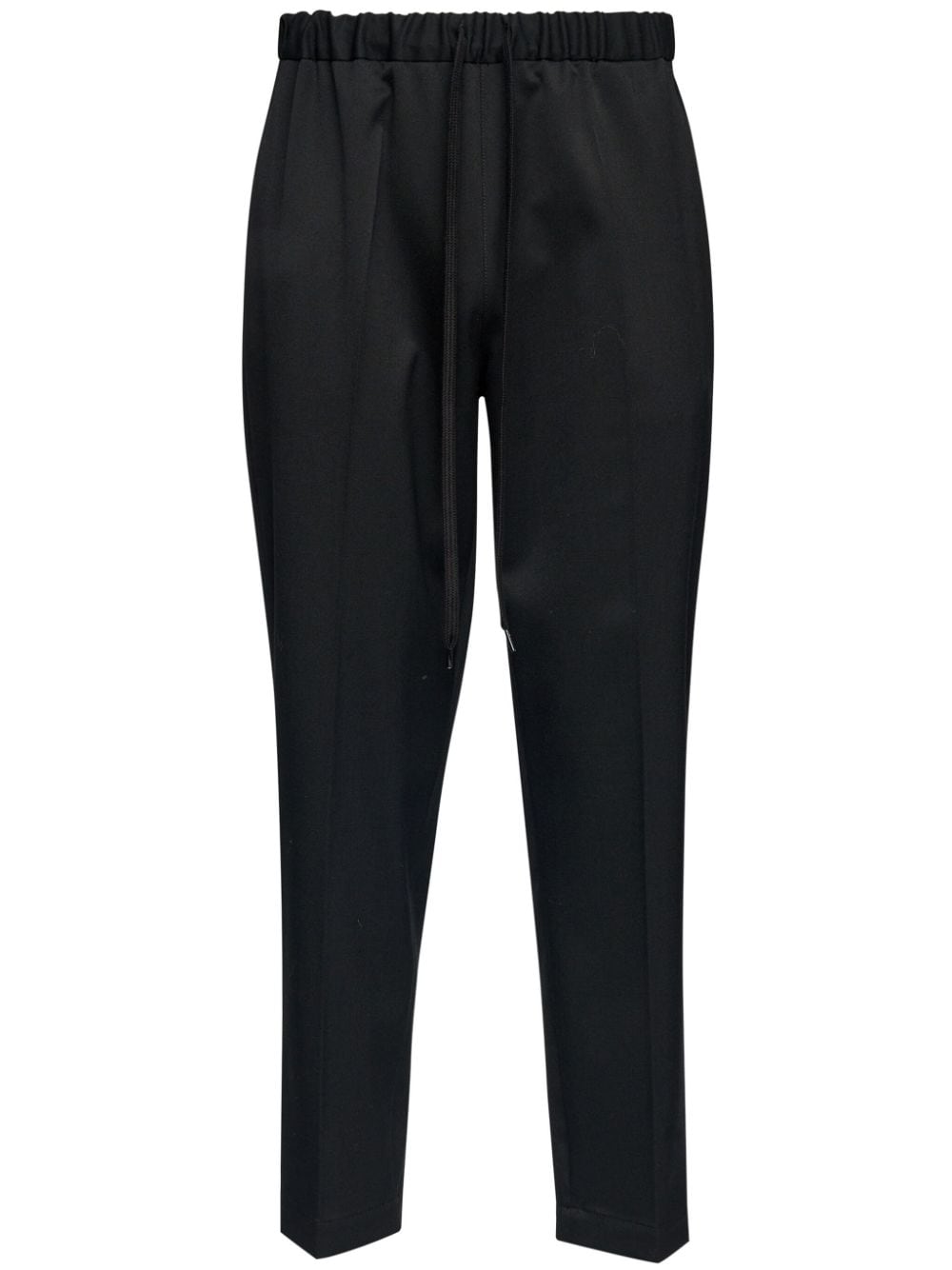 Shop Mm6 Maison Margiela Drawstring Tailoring Wool Trousers In Schwarz