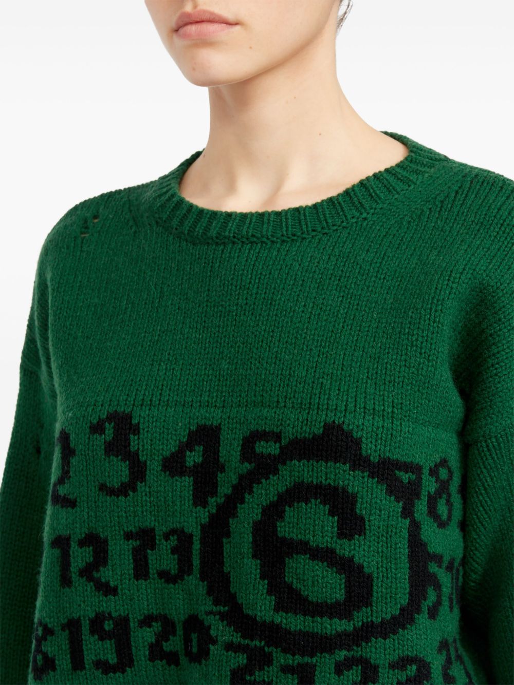 MM6 Maison Margiela logo-intarsia distressed-effect jumper Women