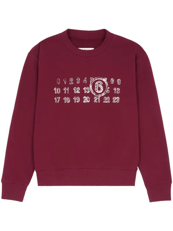 MM6 Maison Margiela Numbers motif print Sweatshirt Red FARFETCH HK