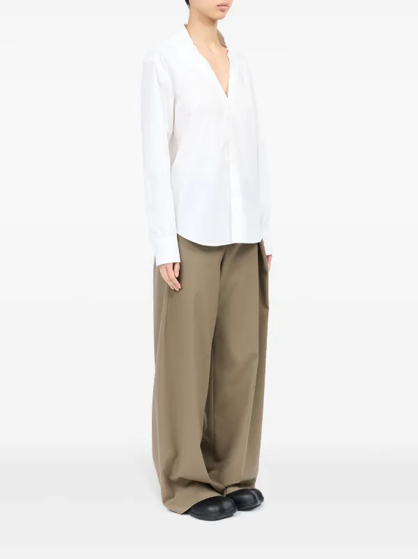 MM6 Maison Margiela V-neck Cotton Shirt | White | FARFETCH