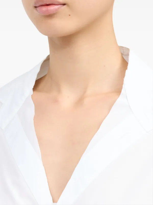 MM6 Maison Margiela V-neck Cotton Shirt | White | FARFETCH