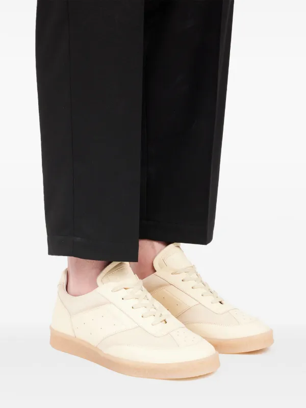 22AW【MM6】コントラストパネルスニーカー レザー MM6 Maison Margiela パネル レザースニーカー | ニュートラル