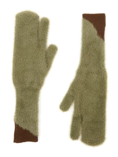 two-tone faux-fur gloves