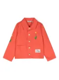 Mini Rodini floral-embroidery organic cotton jacket - Red