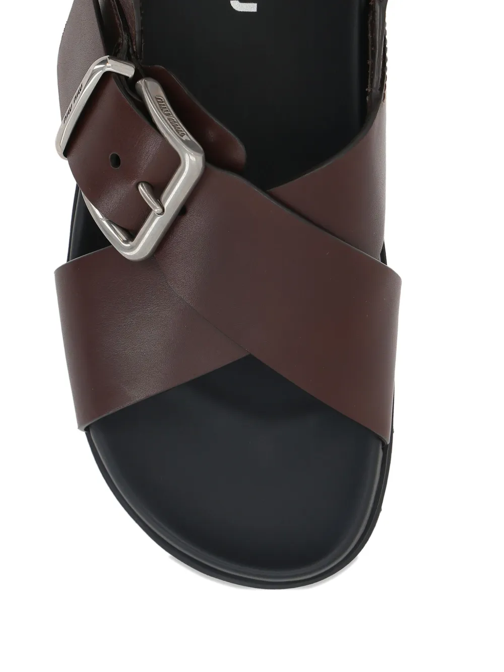 Miu leather sandals Brown