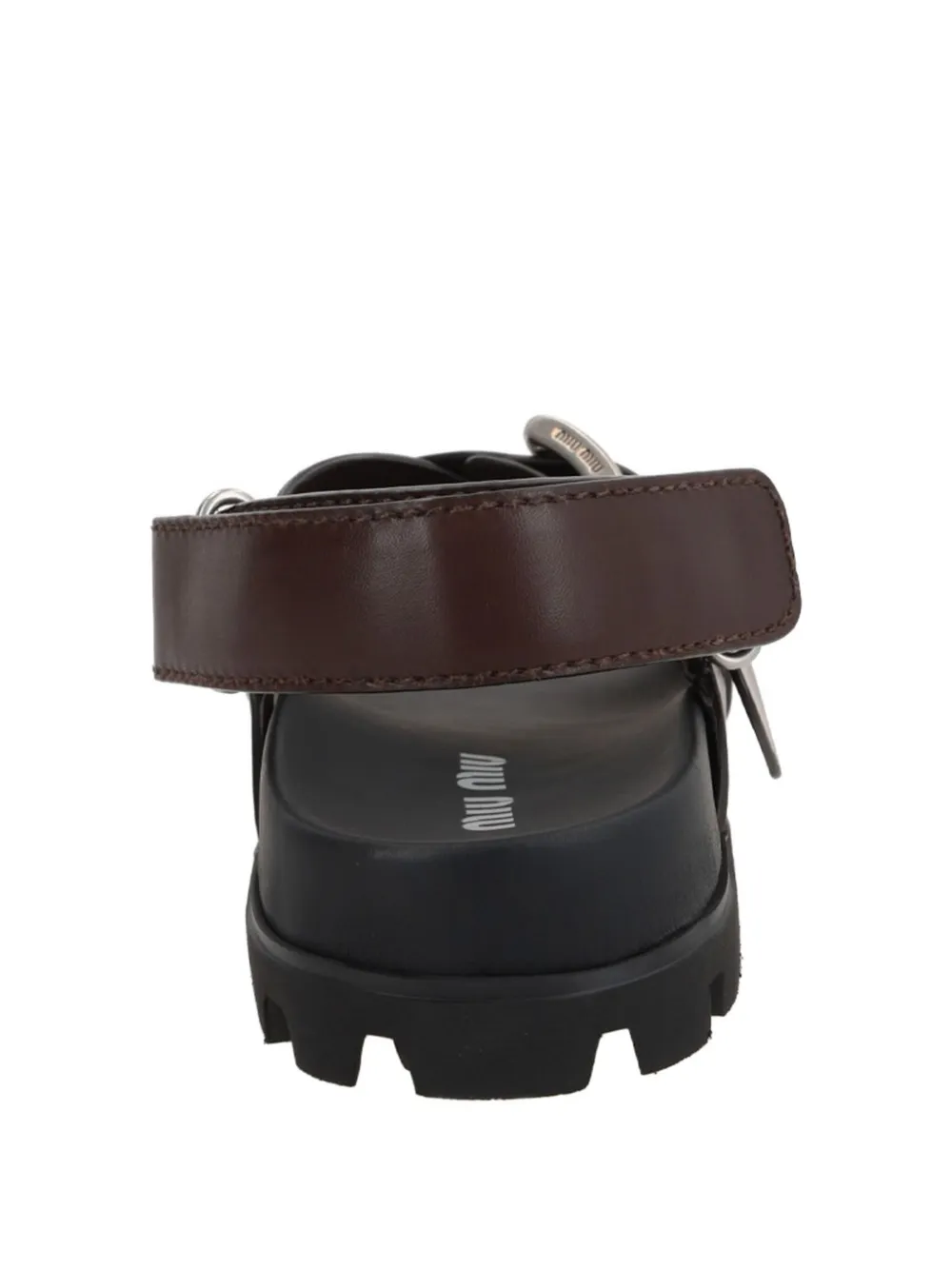Miu leather sandals Brown