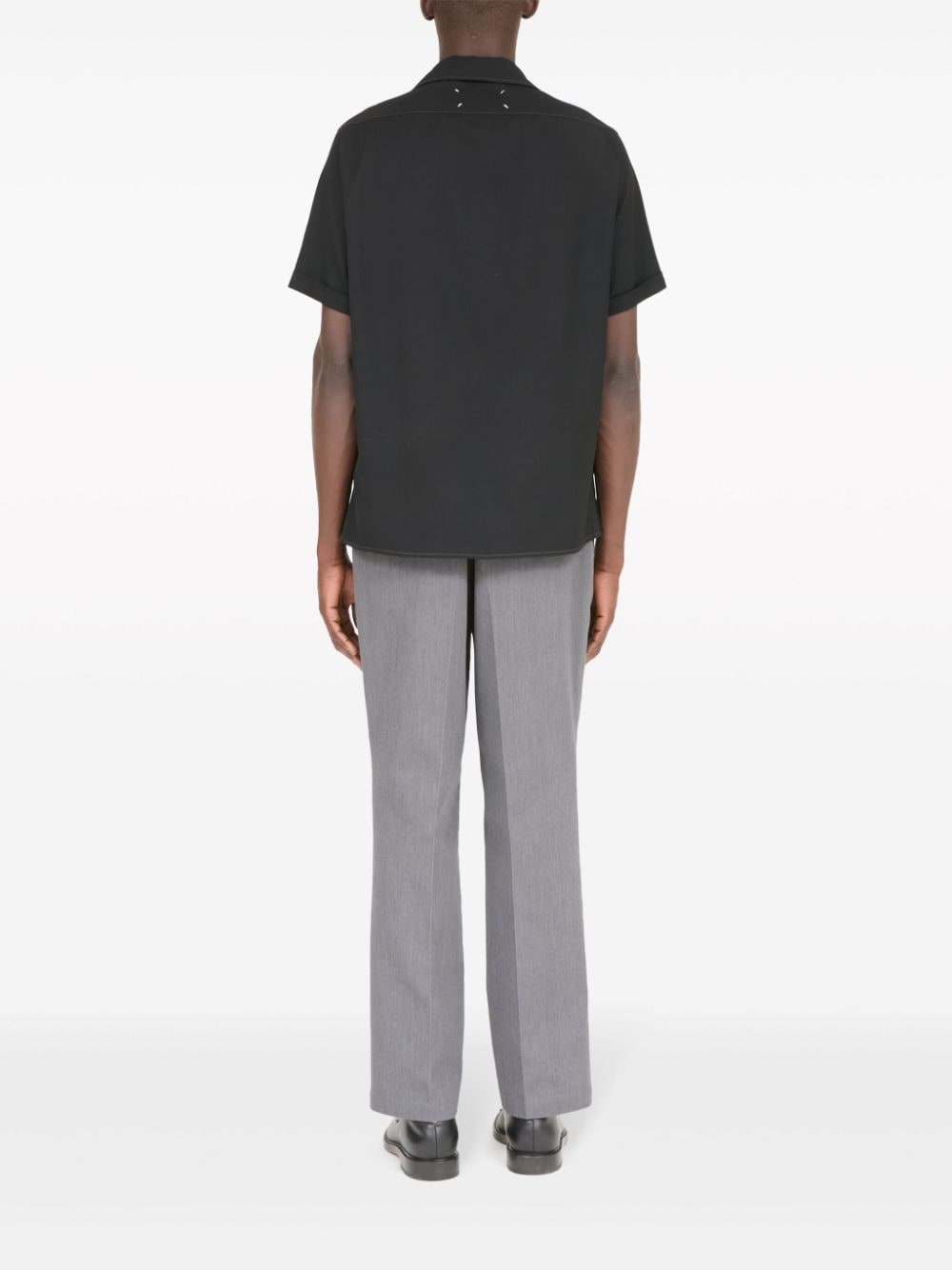 Shop Maison Margiela Short-sleeve Wool Shirt In Black