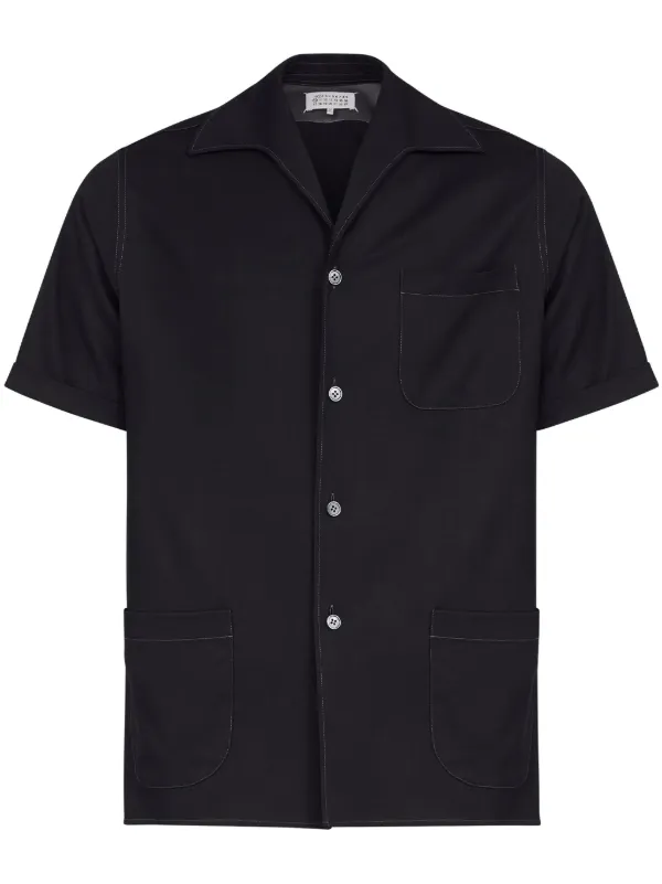 Maison Margiela スリムフィットストレッチシャツ　黒 Maison Margiela ショートスリーブ シャツ | ブラック | FARFETCH JP