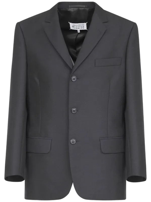 ジャケット Maison Margiela Single-breasted wool-silk blazer 23934490_53963497_600.jpg