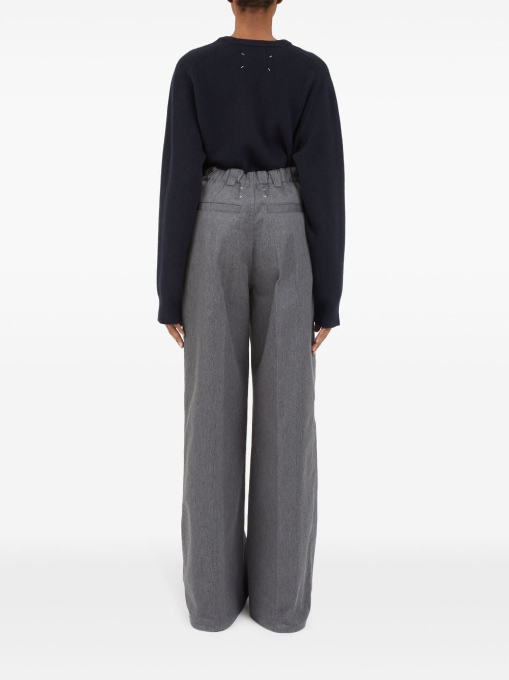 Shop Maison Margiela Pleat-detailed Twill Trousers In Grey