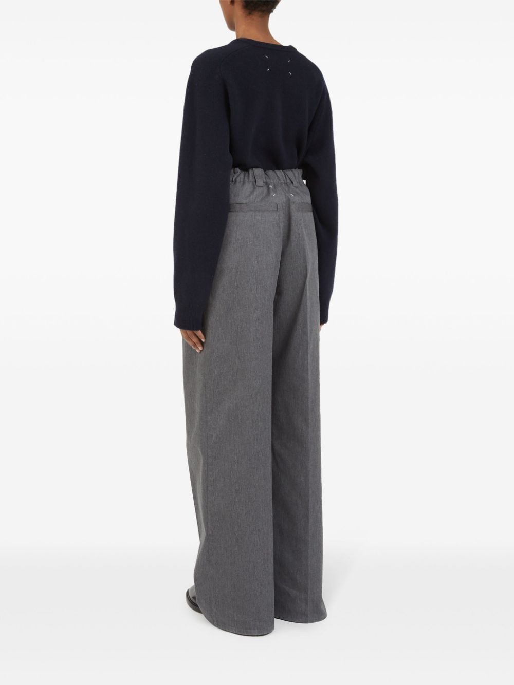 Shop Maison Margiela Pleat-detailed Twill Trousers In Grey