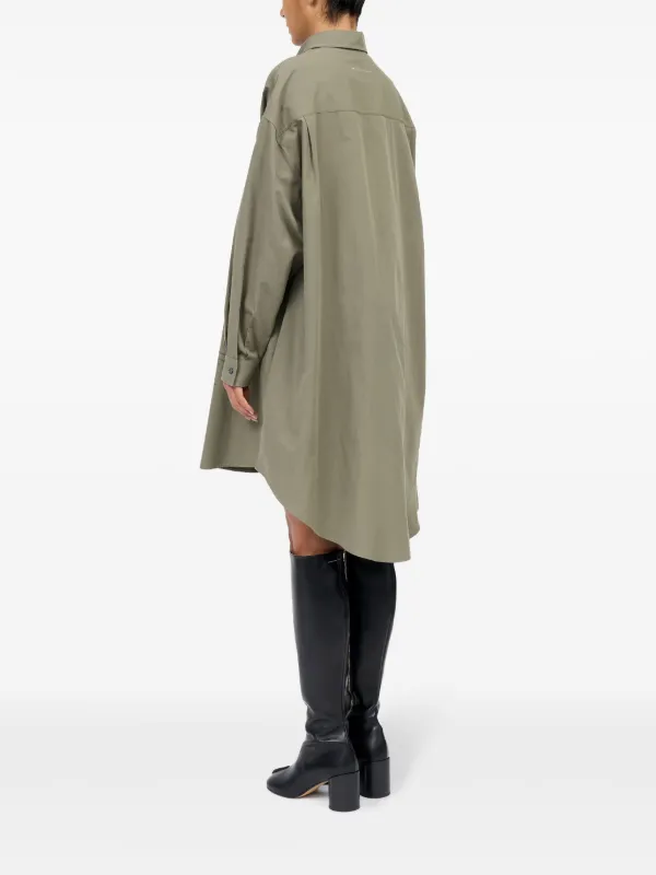 MM6 Maison Margiela Cotton Poplin Shirt Dress | Green | FARFETCH