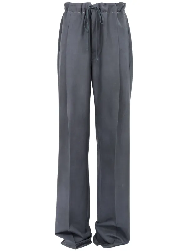 Maison Margiela Moiré-effect Straight-leg Trousers in Grey