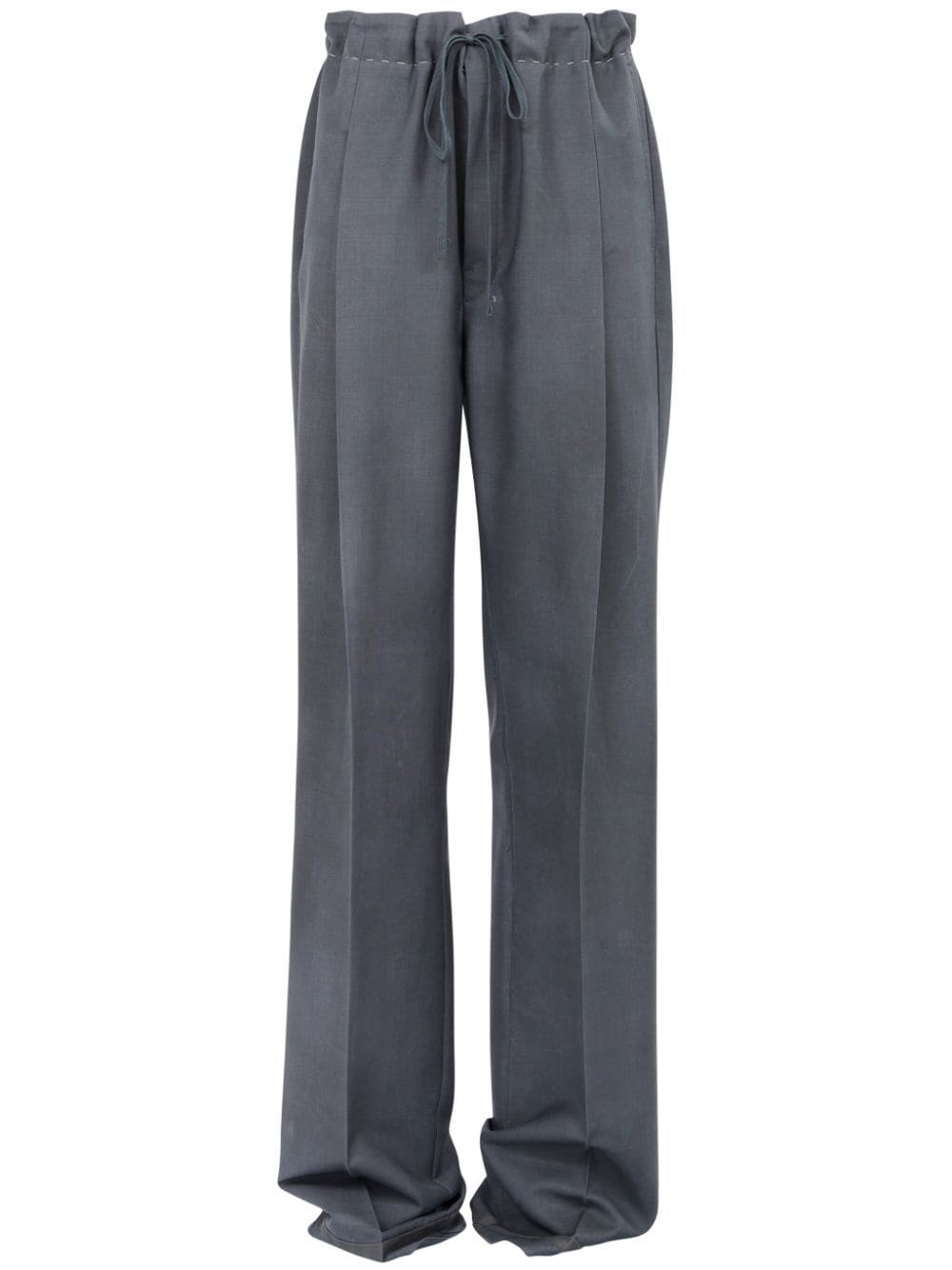 Shop Maison Margiela Moiré-effect Straight-leg Trousers In Grey