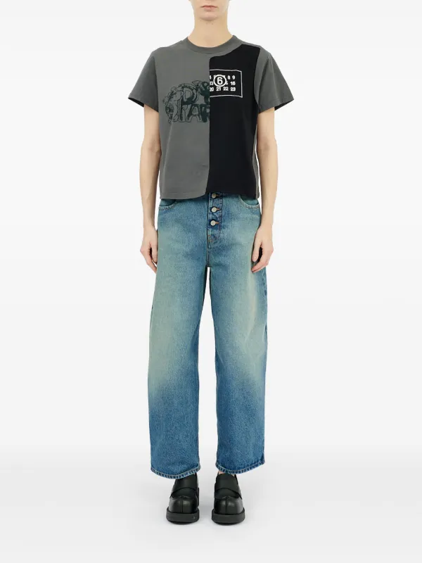 Tシャツ・カットソー MM6 Maison Margiela TECHNICAL FABRIC TOP MM6 Maison Margiela Rib Knit T-Shirt (Black) – CNCPTS