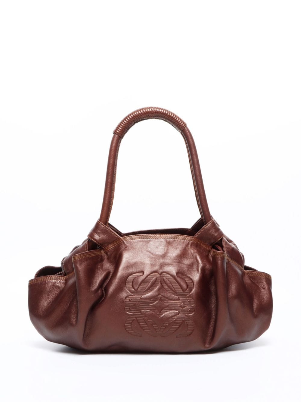 Loewe Pre-Owned Anagram-debossed leather handbag - Marrone