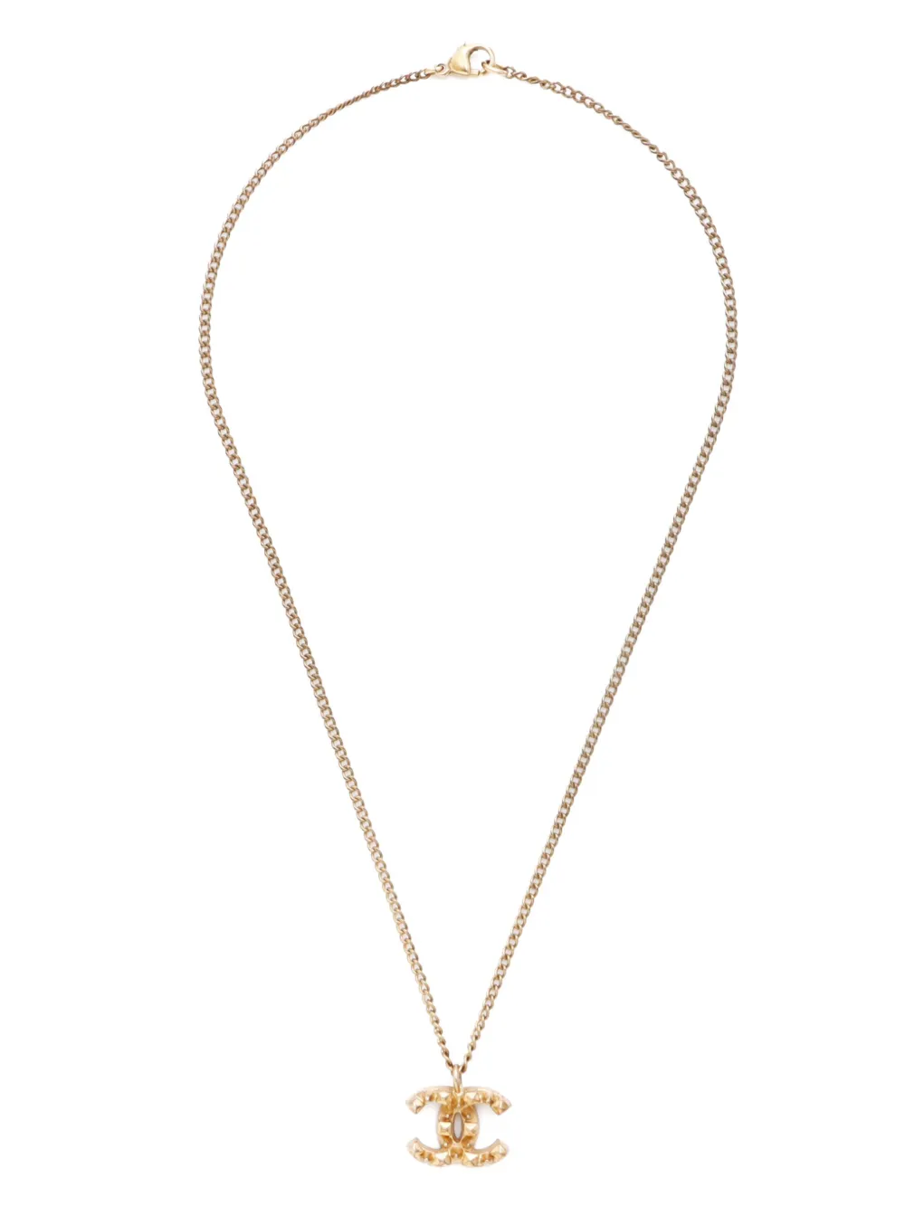 Pre-owned Chanel 2003 Cc Pendant Necklace In Gold