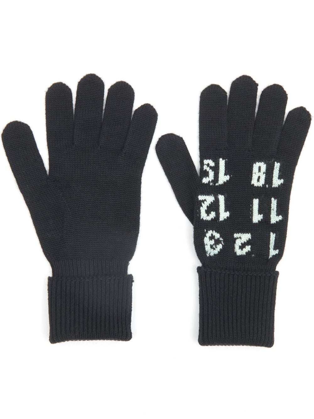 Shop Mm6 Maison Margiela Numeric Wool Gloves In Black