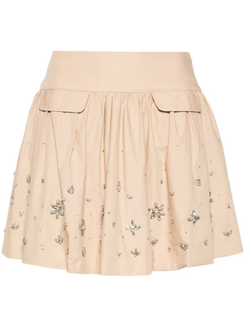 Self-Portrait crystal-embellished cotton miniskirt