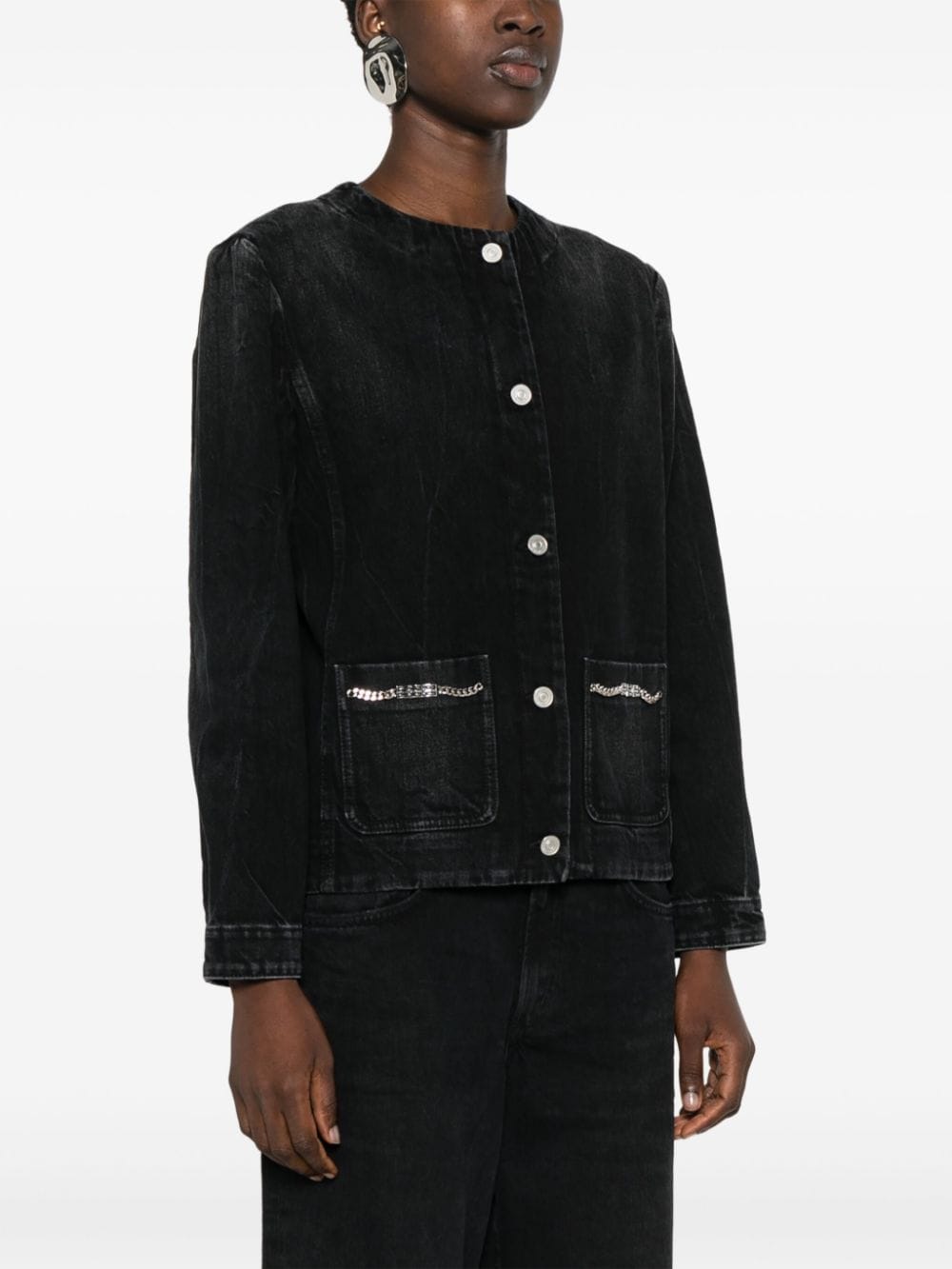 Shop Givenchy Chain-detailing Denim Jacket In Black