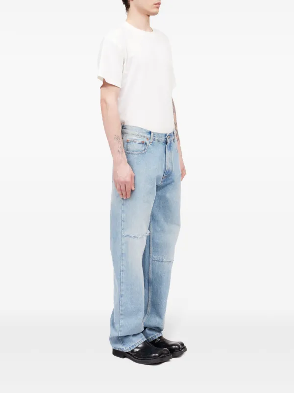 MM6 Maison Margiela ダメージ ストレートジーンズ | ブルー